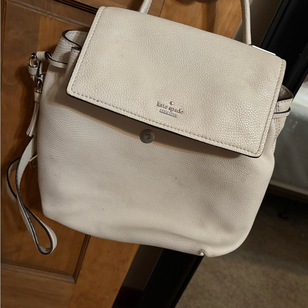Kate Spade Off-White Leather Backpack